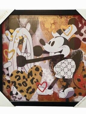 Oliver Gal X Mickey Mouse Wearing Gucci Leopord Print Pop Art Framed Wall Decor